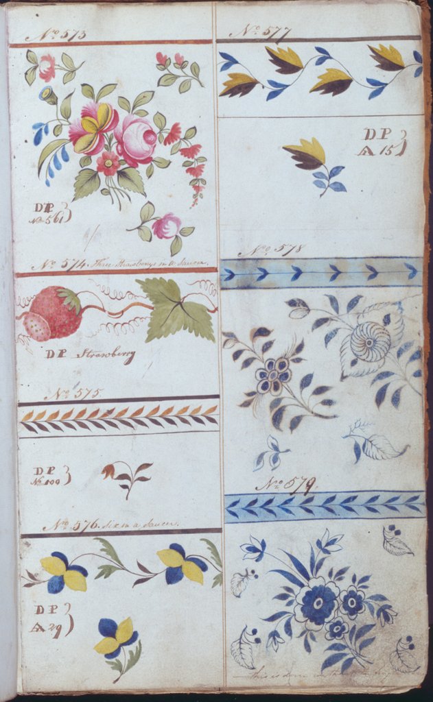Detail of Pages from the Original Drawing Book of the Leeds Pottery manufacturers Hartley & Green by Anonymous
