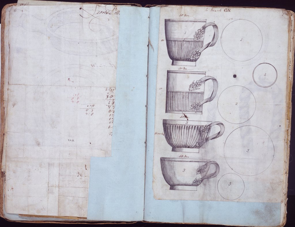 Detail of Pages from the Original Drawing Book of the Leeds Pottery manufacturers Hartley & Green by Anonymous