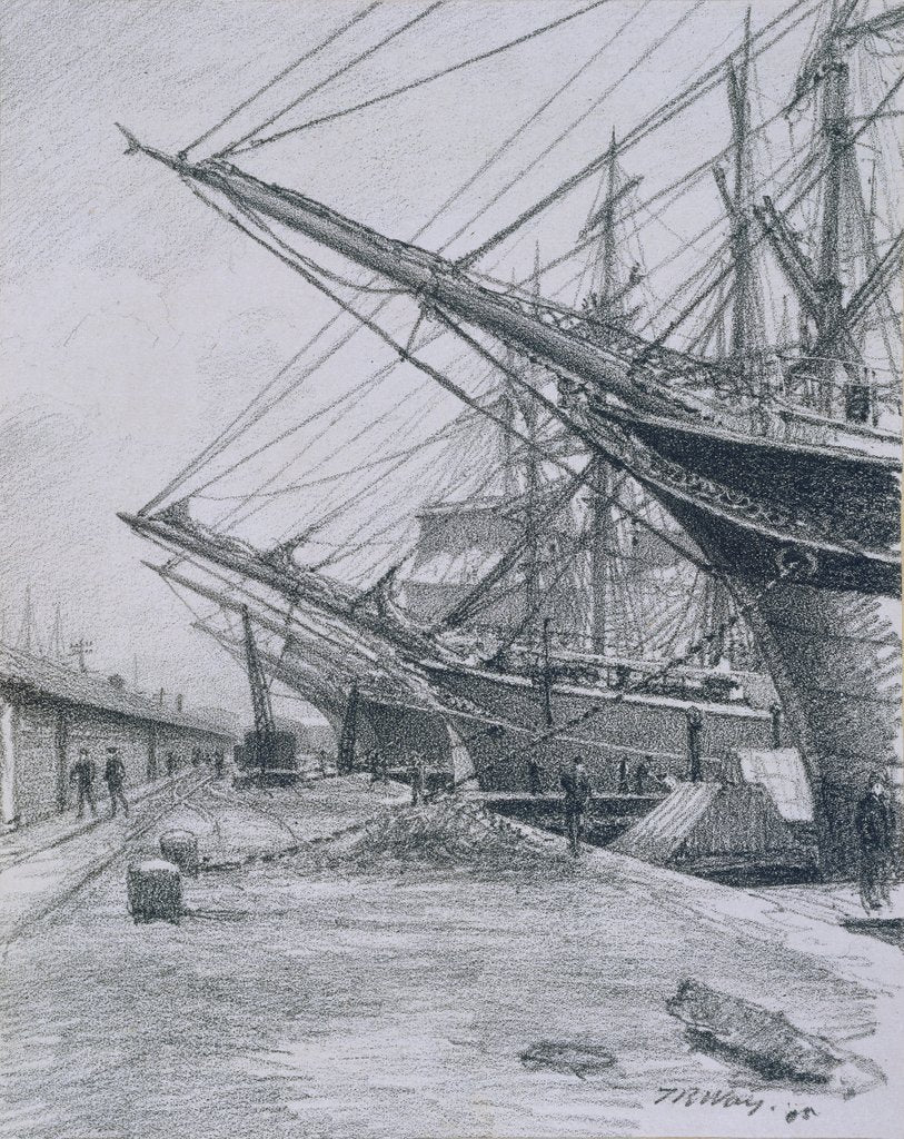 Detail of East India and West India Docks: Sailing Ships by Thomas Robert Way