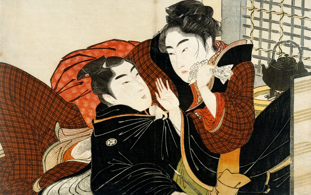 Detail of Lovers by Kitagawa Utamaro