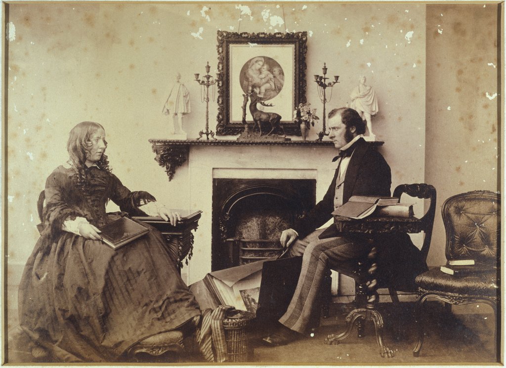 Detail of Self portrait featuring wife by Benjamin Brecknell Turner
