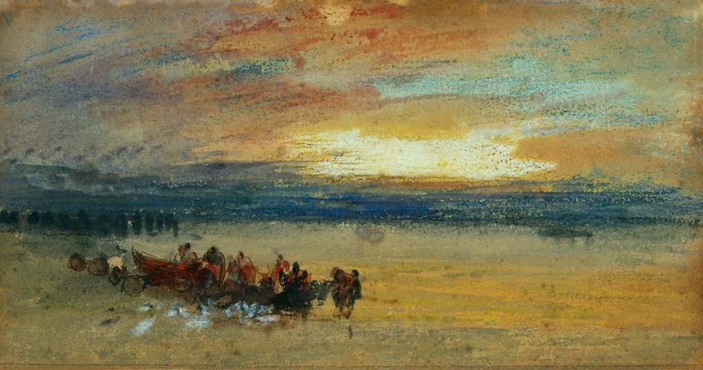 Detail of Shore scene, Sunset by Joseph Mallord William Turner
