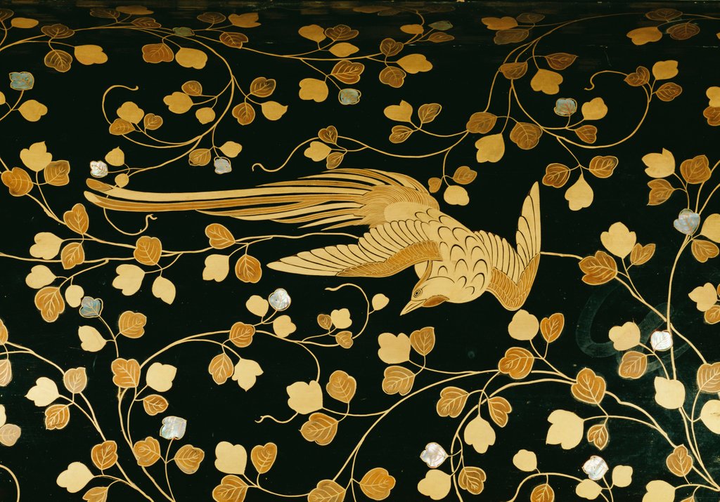 Detail of Phoenix, detail inside the lid of a coffer. Japan, 16th-17th century by Anonymous