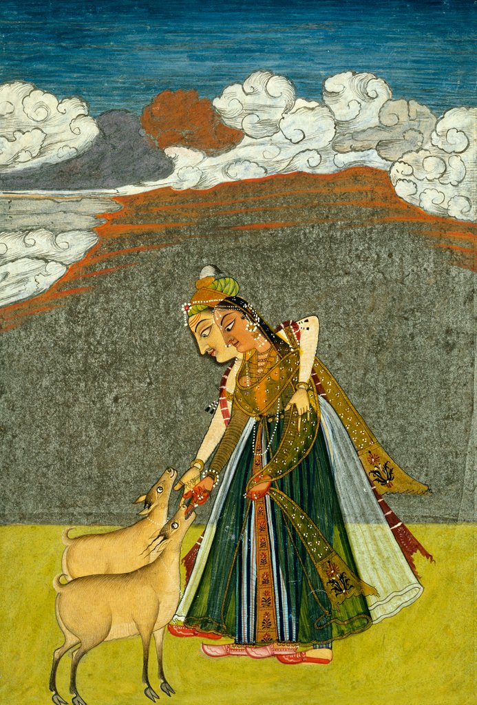 Detail of A Couple Feeding a Pair of Deer by Unknown