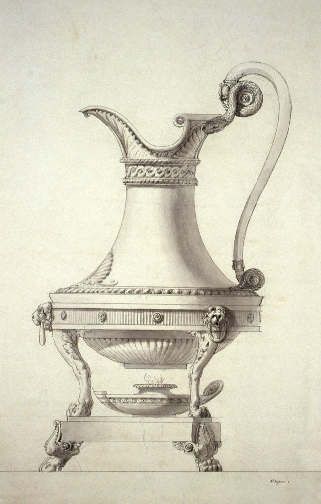 Detail of Design for a hot water jug with serpent handle by Jean-Jacques Boileau