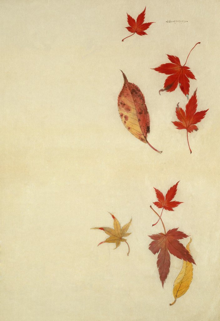 Detail of Autumnal red and yellow leaves by Unknown