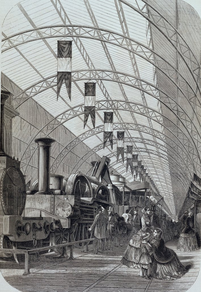 Detail of The interior view of one of the galleries at the Exposition de l'Industrie Universelle by Anonymous