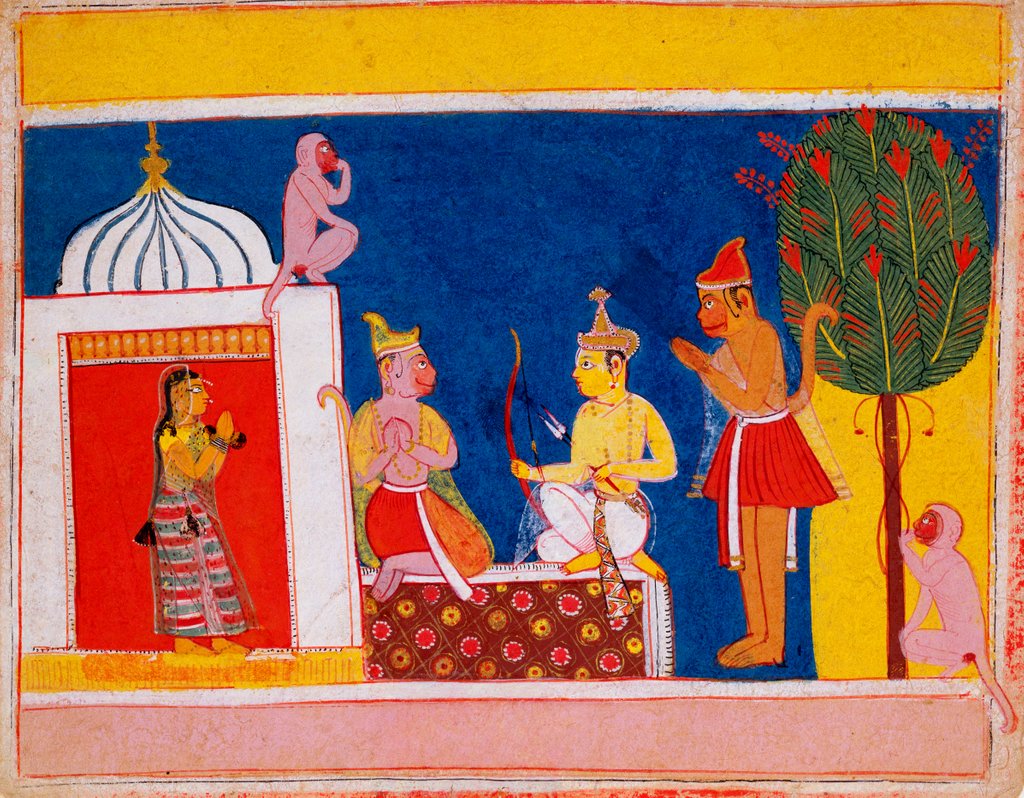 Detail of Hanuman and other Monkeys in conversation with Rama by Unknown