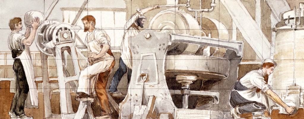 Detail of Grinding and purifying clay by William Rowe