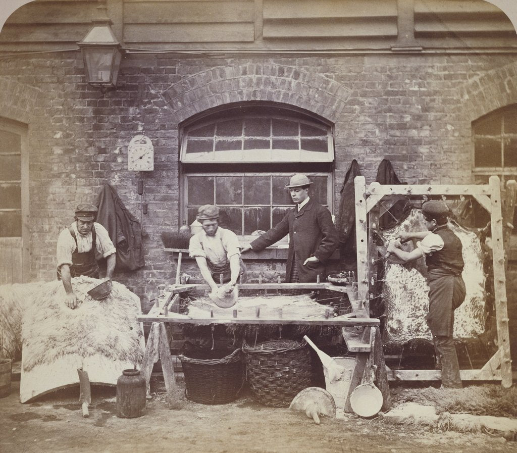 Detail of Three Wool Dressers at Work, Neckinger Mills, Bermondsey by Geoffrey Bevington