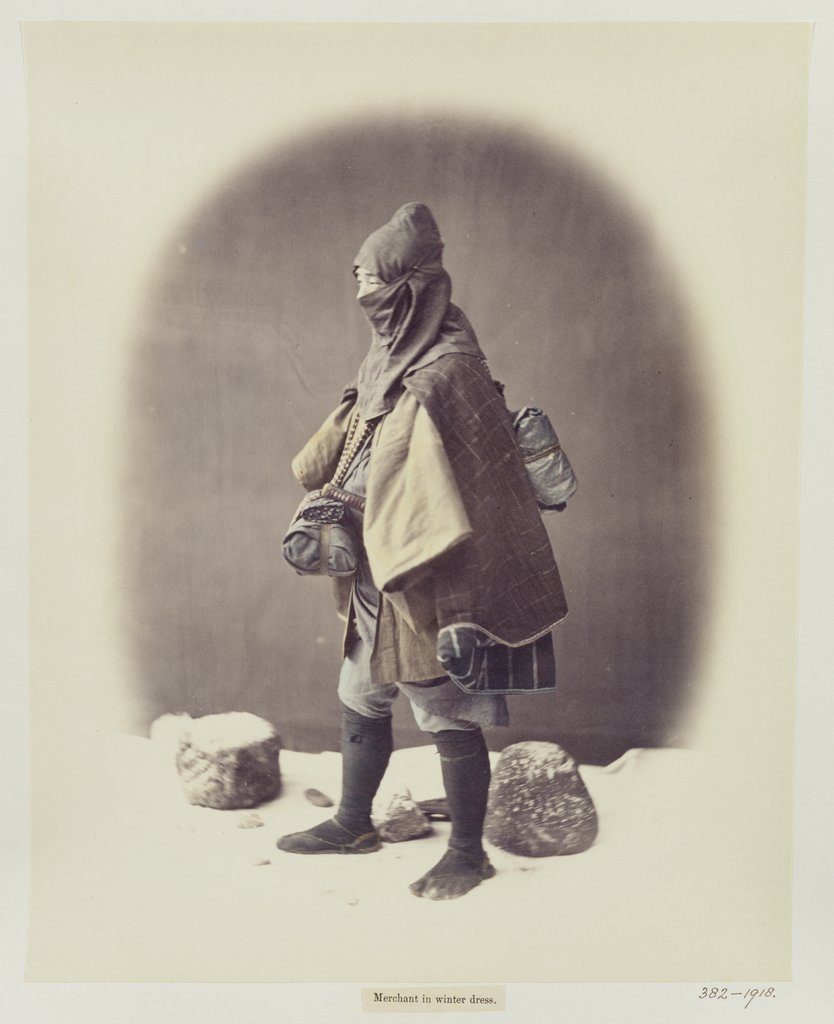 Detail of A merchant in winter dress by Felice Beato