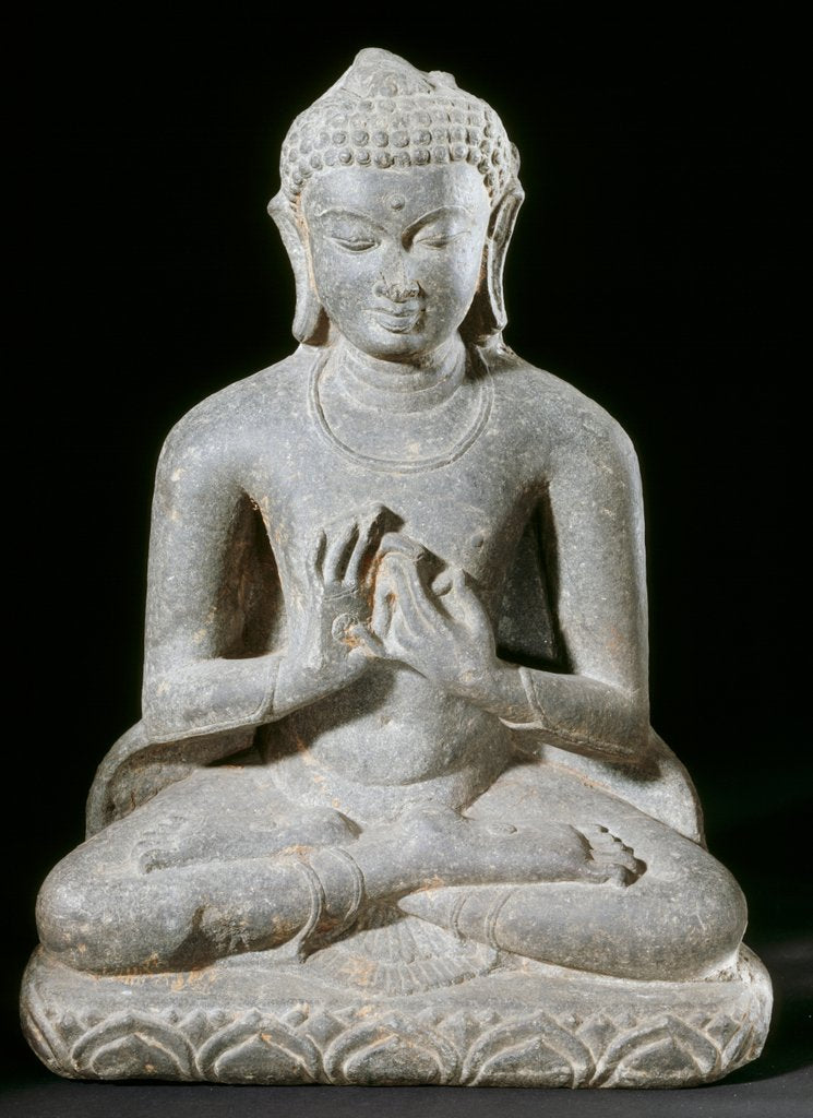 Detail of Figure of a seated Buddha. Bodhgaya, India, 9th-11th century by Unknown