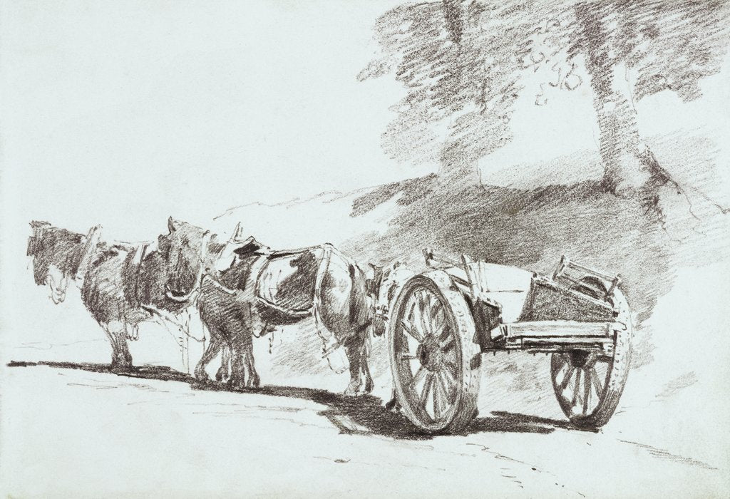 Detail of A Cart and Horses in a Lane by John Constable