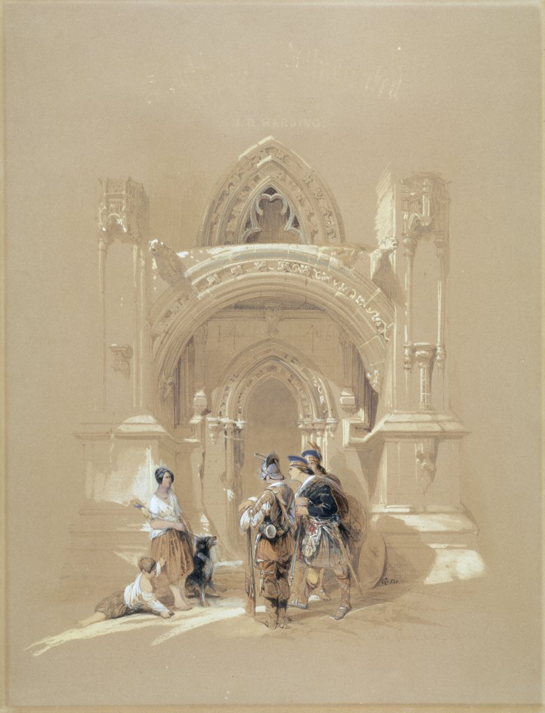 Detail of The Porch of Rosslyn Chapel, near Edinburgh by David Roberts