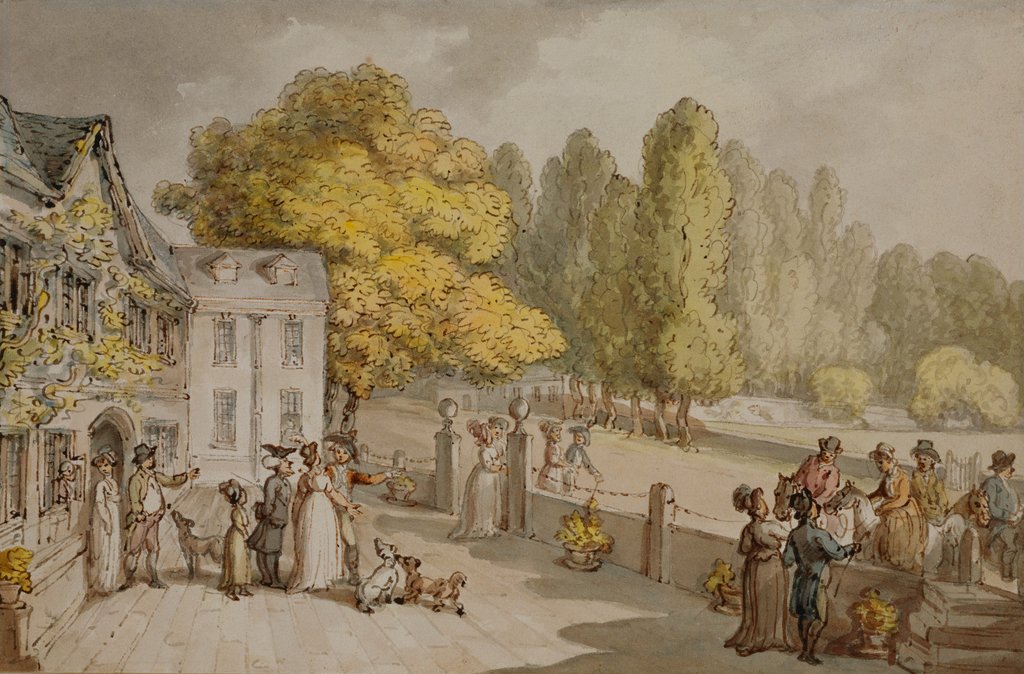 Detail of A House, Formerly Called The Green, Richmond by Thomas Rowlandson
