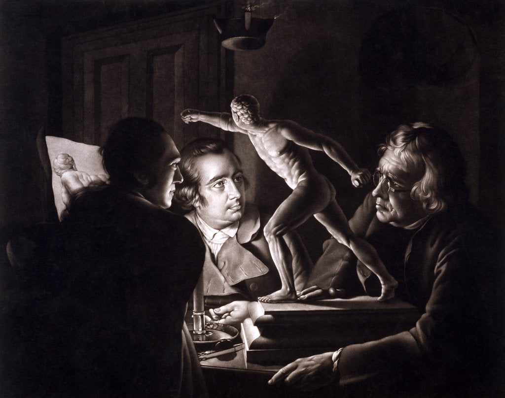 Detail of Three Men Viewing the Figure of a Gladiator by William Pether