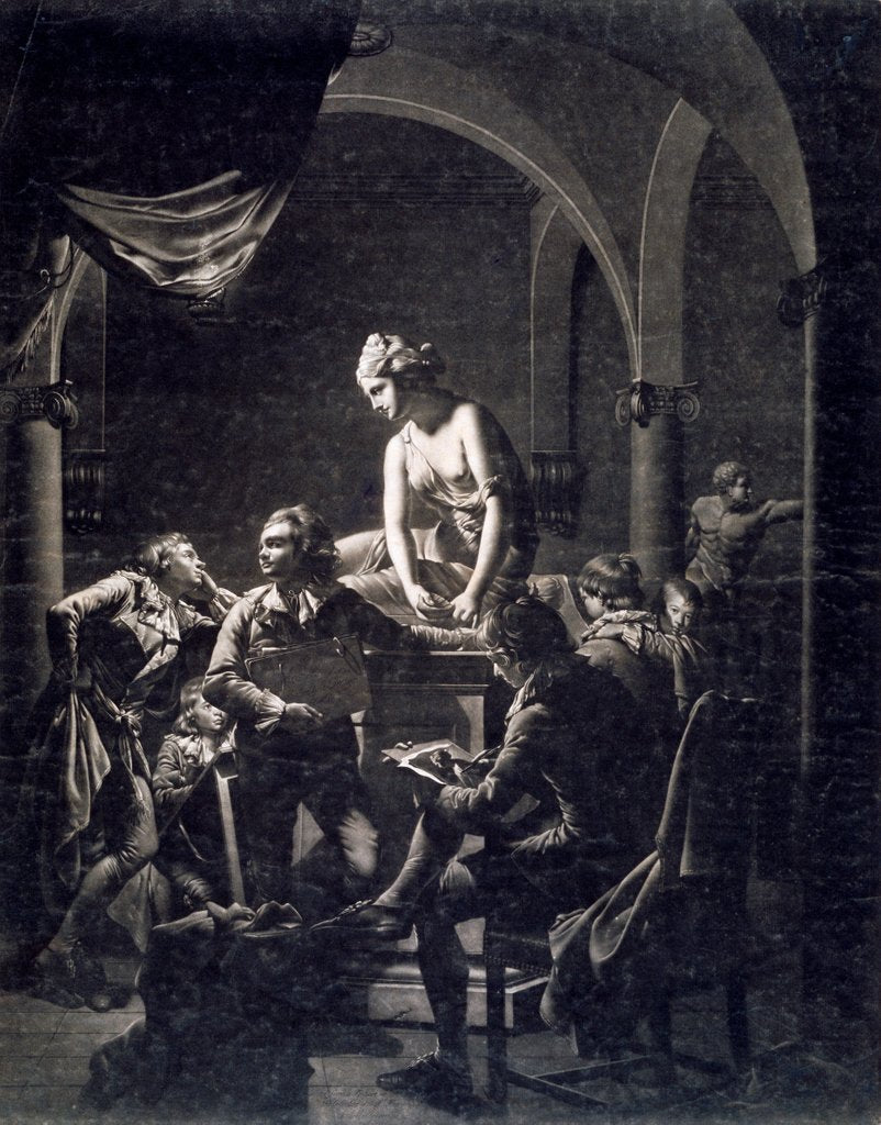 Detail of An Academy by Lamplight by William Pether