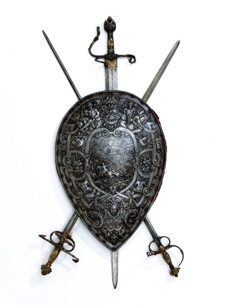 Detail of Shield, swords and broadsword. England, 19th century by Unknown