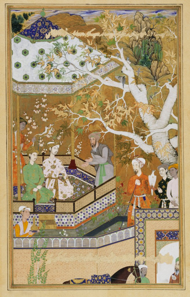 Detail of The interview between Mir Muizz al-Muk and Bahadur Khan in 1567 by Farrokh