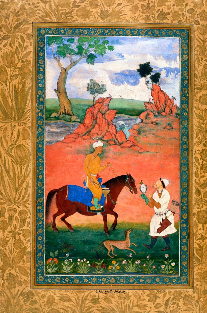 Detail of Abdullah Khan Uzbeg Hawking by Abu'l Hasan