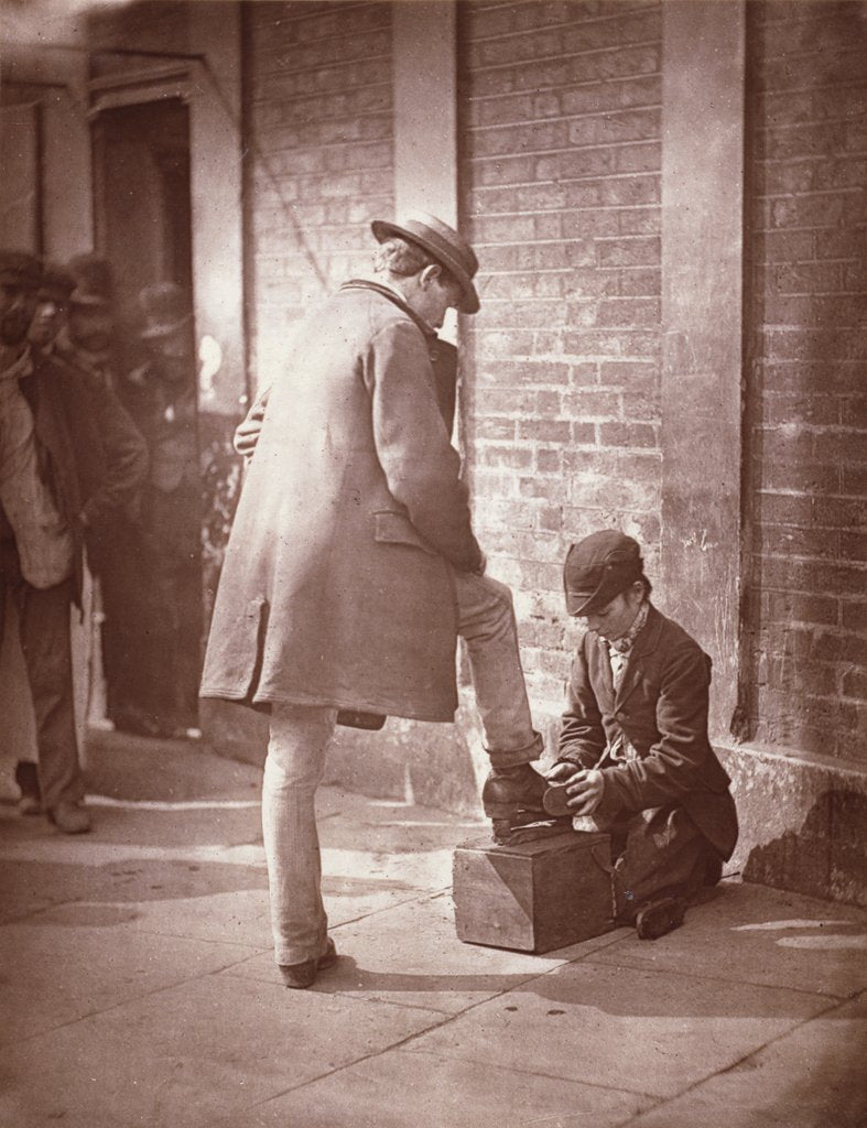 Detail of The Dramatic Shoe-black, from Victorian London Street Life by John Thomson
