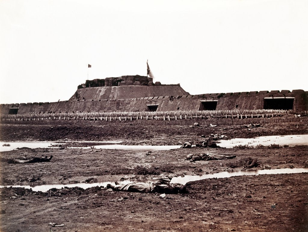 Detail of The side of the fort from which the Chinese escaped the effects of the British and French Artillery by Felice Beato