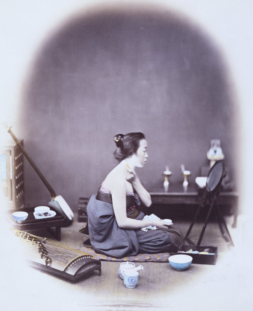 Detail of A Japanese girl at her toilet by Felice Beato