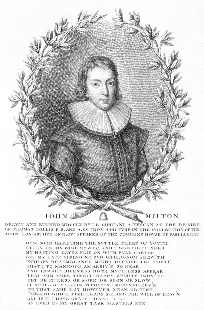 Detail of John Milton as a young man by Anonymous