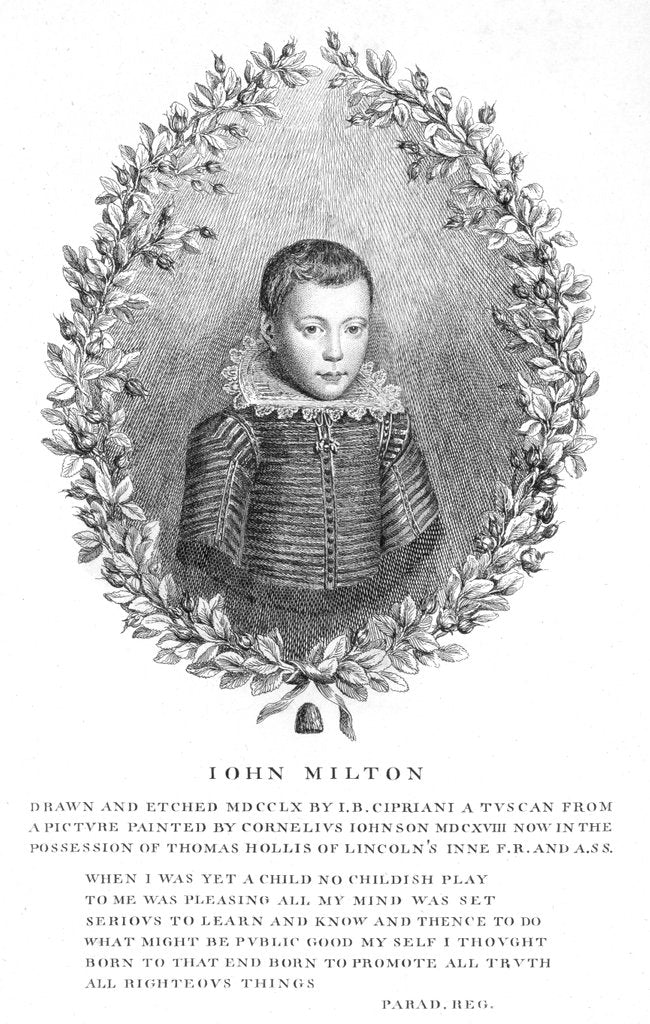 Detail of John Milton aged 10 by Anonymous