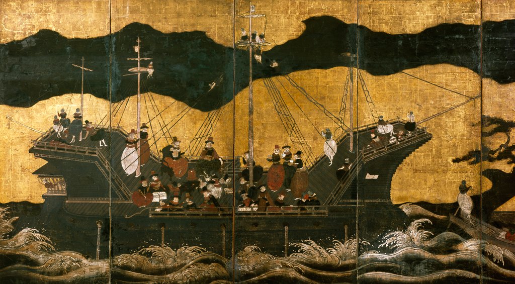 Detail of The Arrival of The European Traders. Japan, 1600 by Anonymous
