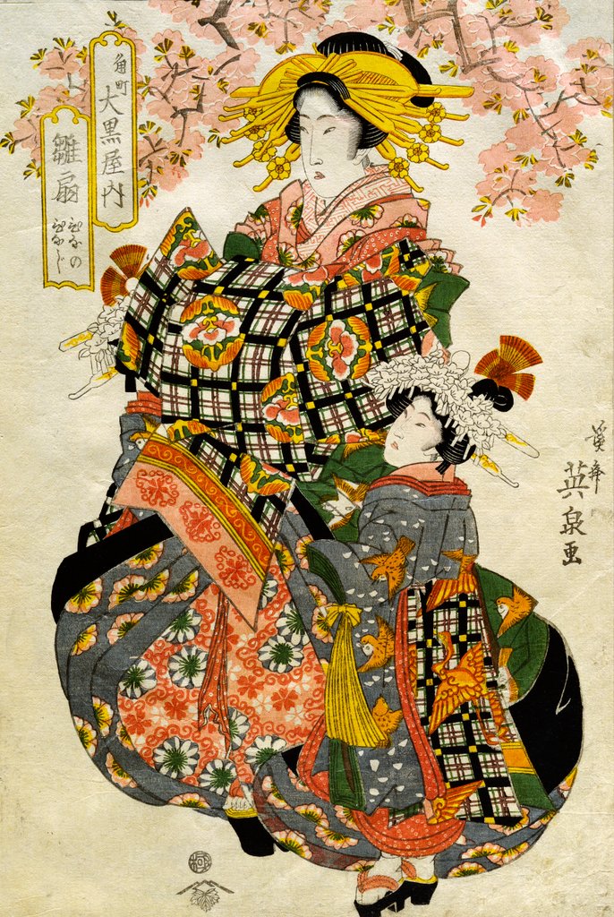 Detail of Beauties of the Yoshiwara at Daikoku House by Keisai Eisen