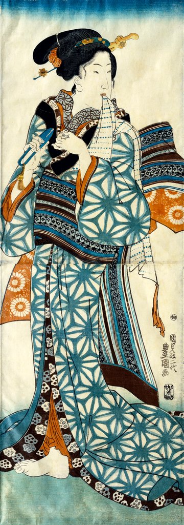 Detail of Girl with Scissors by Utagawa Kunisada