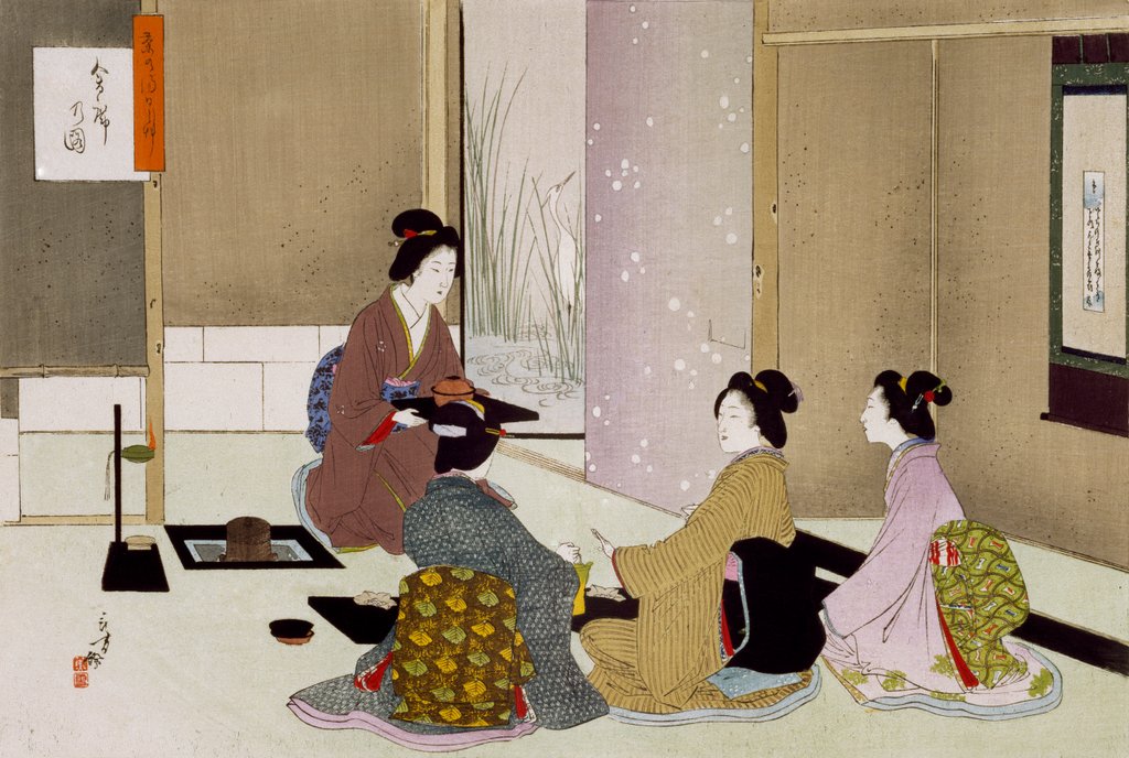 Detail of The Tea Ceremony by Mizuno Toshikata