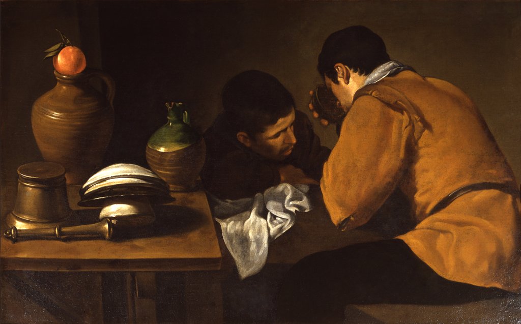 Detail of Two Men at a Table by Diego Velazquez
