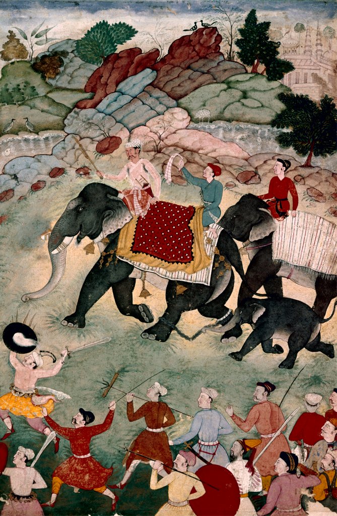 Detail of A Party of Elephant Hunters. India, early 18th century by Unknown