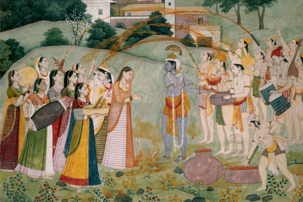 Detail of Krishna celebrating the Holi festival. India, late 18th century by Unknown