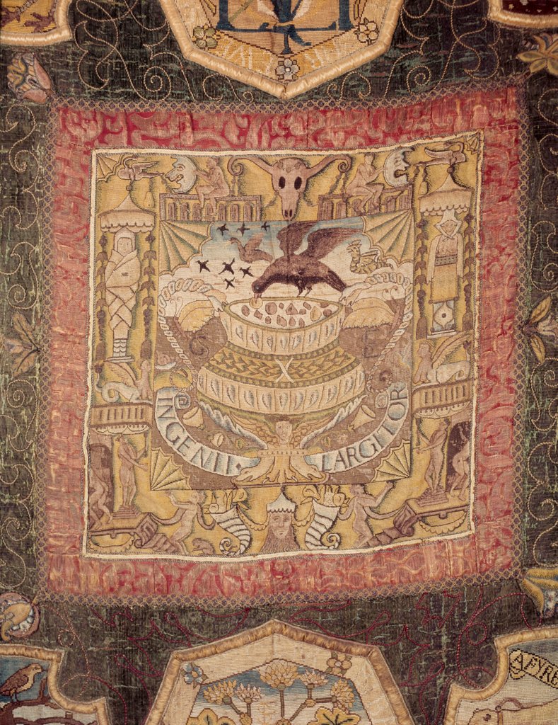 Detail of The Shrewsbury Hanging from the Oxburgh Hanging by Mary Queen of Scots