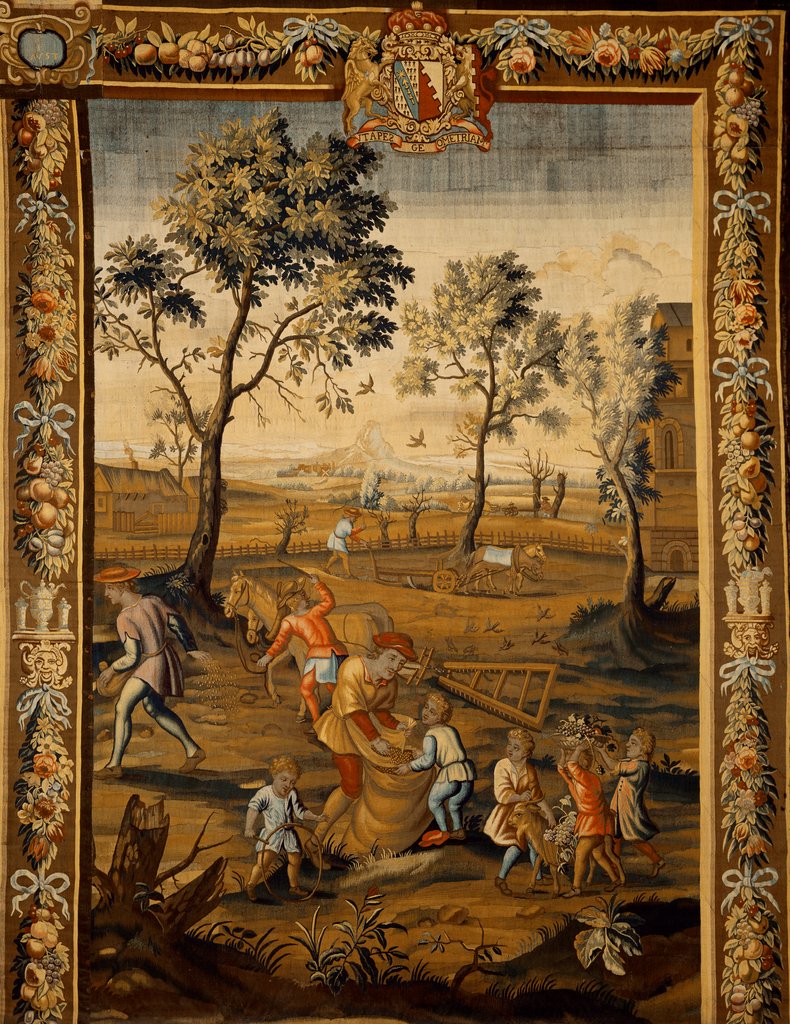Detail of Pannel depicting Milking and Sowing, one of a set of tapestries illustrating The Seasons by Anonymous