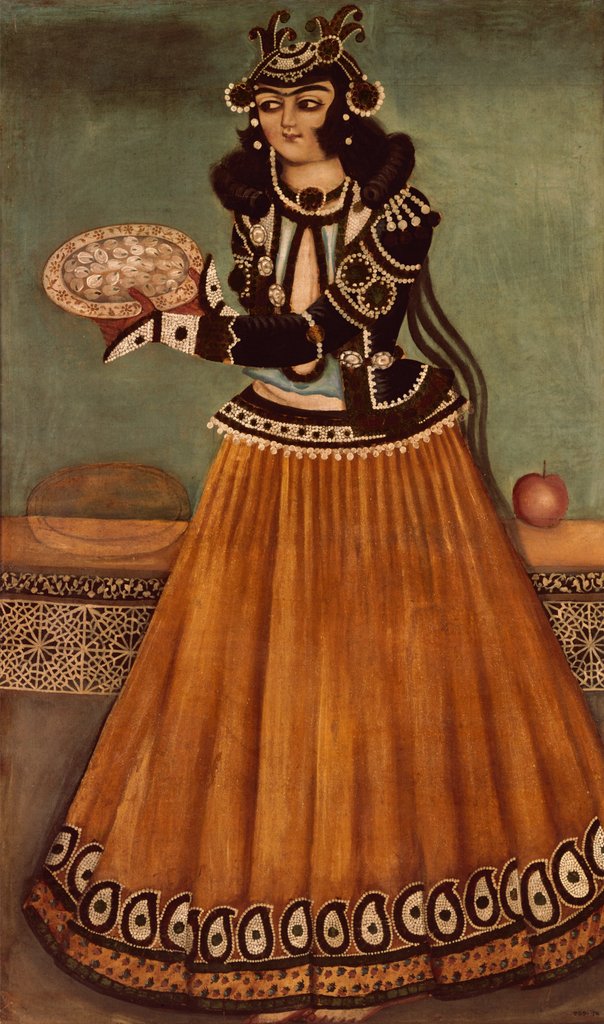 Detail of Lady offering sweetmeats. Iran, Qajar dynasty, 19th century by Unknown