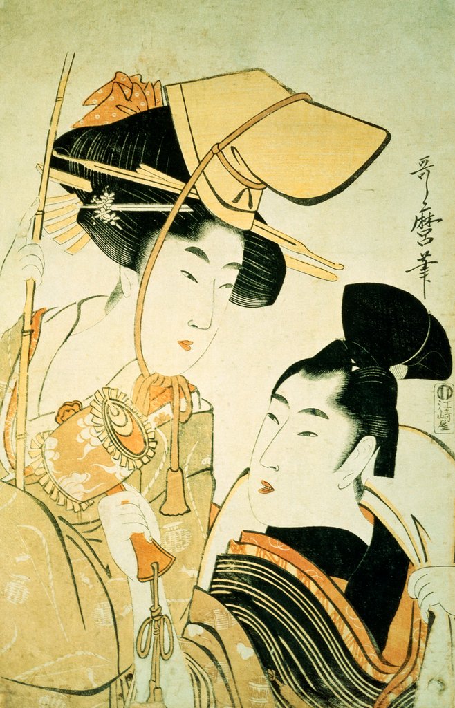 Detail of Two Girls as Ebisu and Daikoku by Kitagawa Utamaro