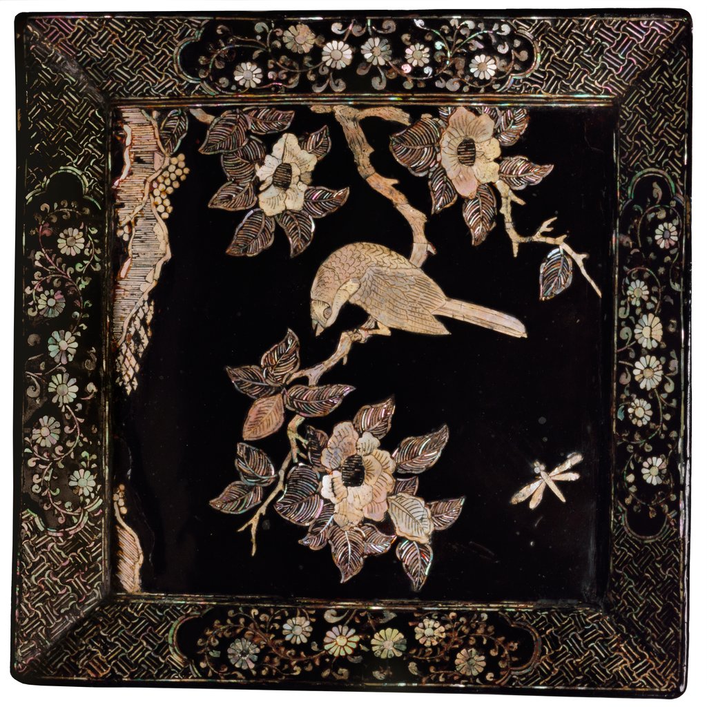 Detail of Square tray with Bird on a Flowering Branch. China, 16th century by Unknown