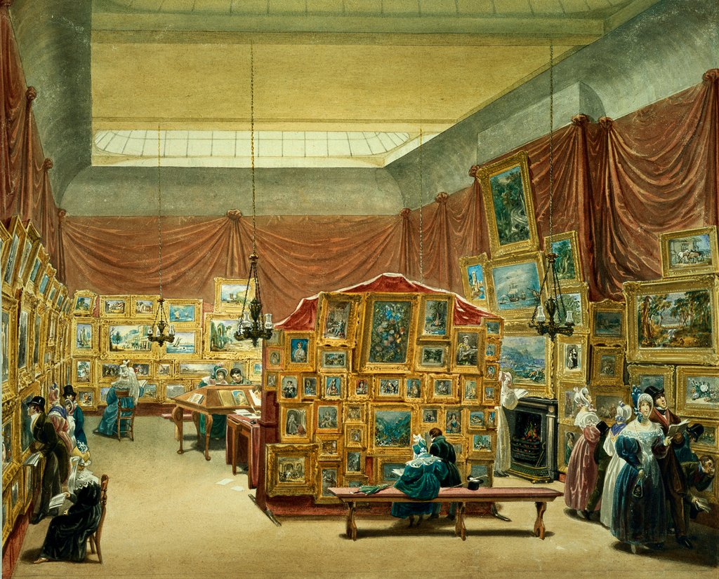 Detail of The Gallery of New Society of Painters in Watercolours by George Scharf