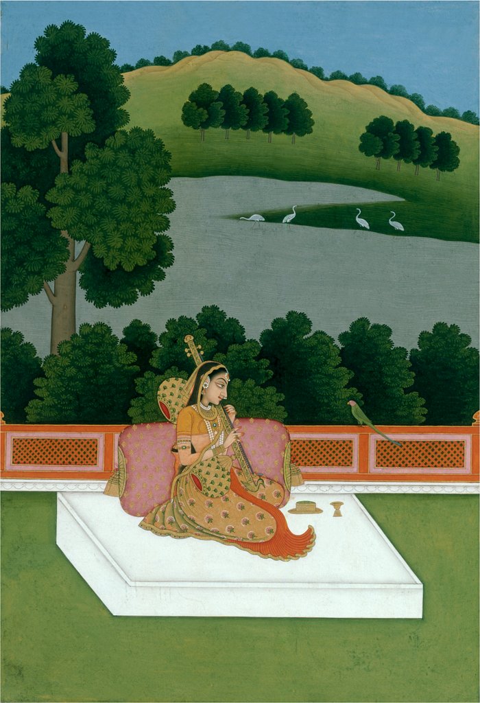 Detail of A lady playing the Vina. Murshidabad, India, mid-18th century by Unknown