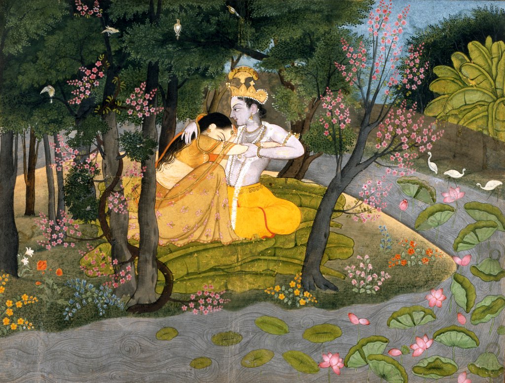 Detail of Radha and Krishna in a Grove. Kangra, India, late 18th century by Unknown