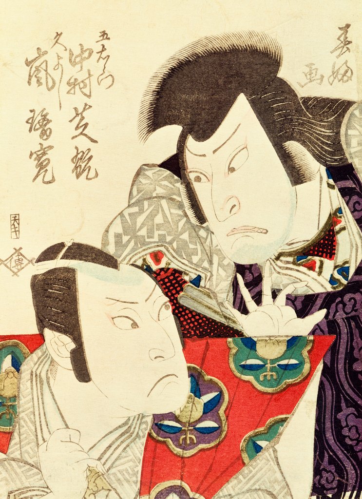 Detail of The actors Arashi Rikan and Nakamura Shikan by Shunko Hokushu