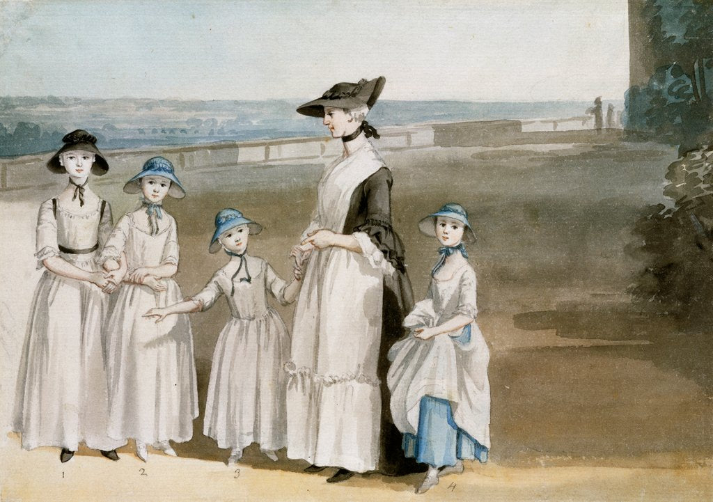 Detail of Three Daughters of The 2nd Earl of Waldegrave with Miss Keppel by Paul Sandby