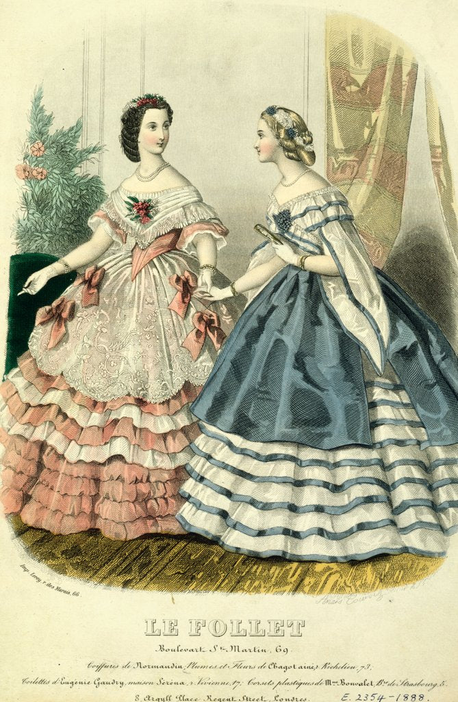 Detail of Two Ladies in Ball Dresses. France, mid-19th century by Unknown