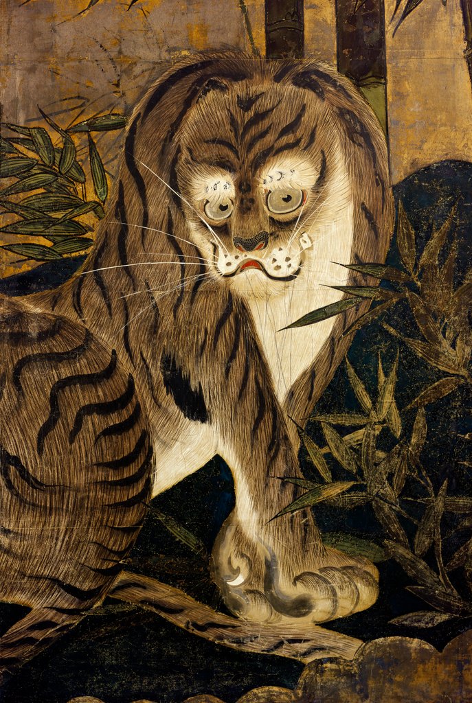 Detail of Tiger, depicted on a painted screen. Japan, 17th century by Anonymous