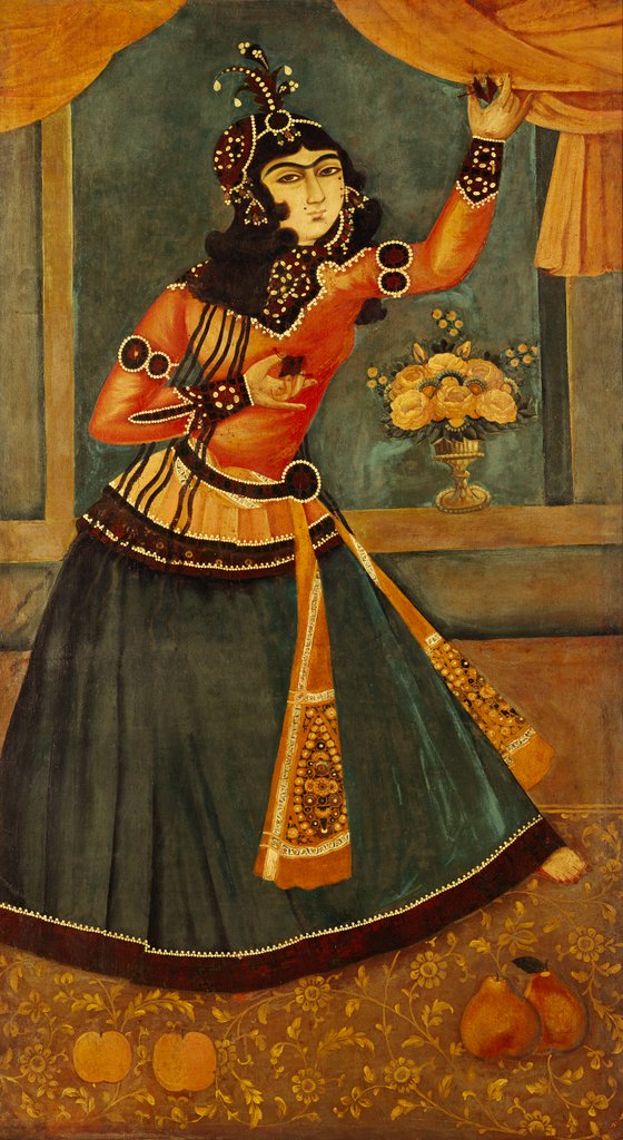 Detail of Lady Dancing and Playing Castanets. Iran, Qajar dynasty, 19th century by Unknown