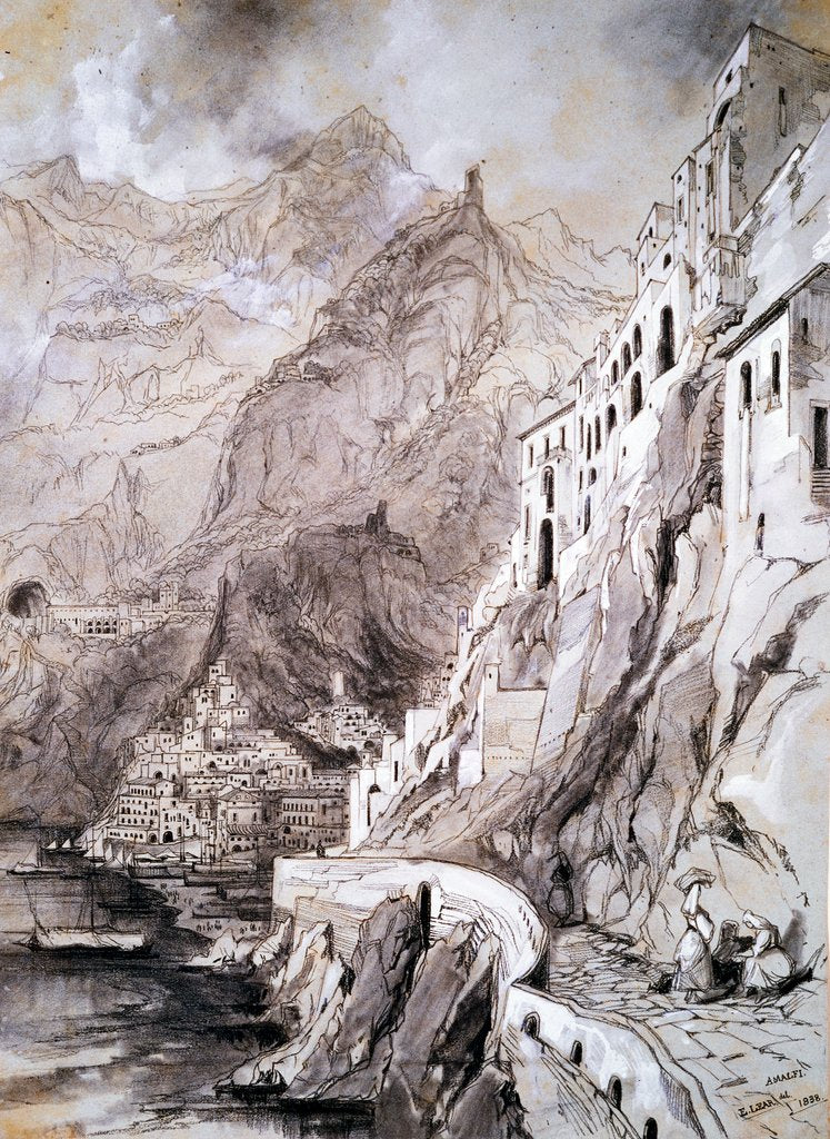 Detail of Amalfi by Edward Lear